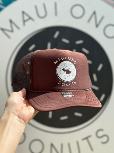 Brown Trucker Hat White Logo