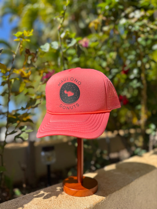 Peach Pink / Black Logo Trucker Hat