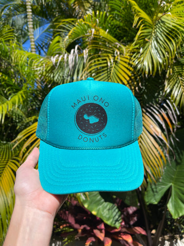 Foam Trucker Hat Jade with Black Print