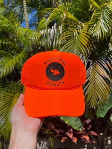 Foam Trucker Hat Orange with Black Print